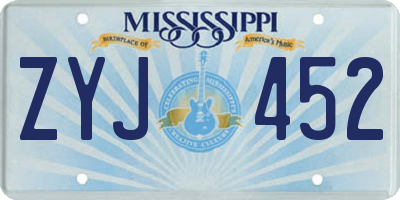 MS license plate ZYJ452