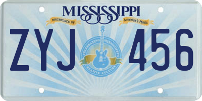 MS license plate ZYJ456