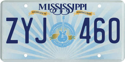MS license plate ZYJ460