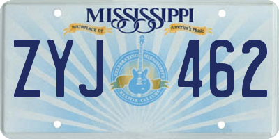 MS license plate ZYJ462