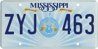 MS license plate ZYJ463