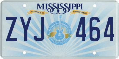 MS license plate ZYJ464
