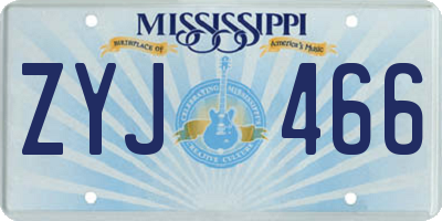MS license plate ZYJ466