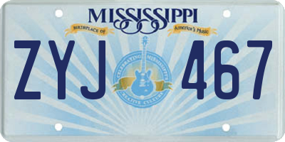 MS license plate ZYJ467