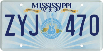 MS license plate ZYJ470