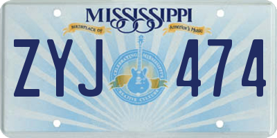 MS license plate ZYJ474