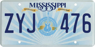 MS license plate ZYJ476