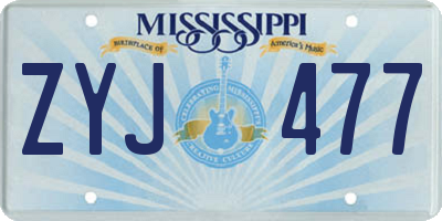 MS license plate ZYJ477