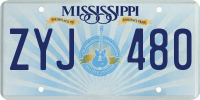 MS license plate ZYJ480