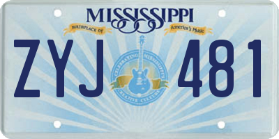 MS license plate ZYJ481