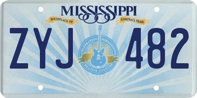 MS license plate ZYJ482