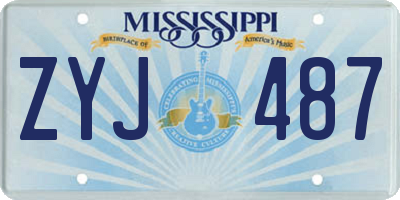 MS license plate ZYJ487