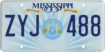 MS license plate ZYJ488