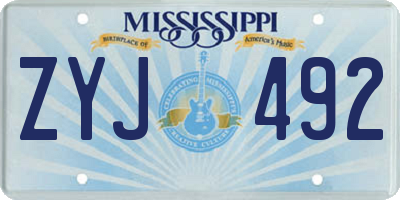 MS license plate ZYJ492