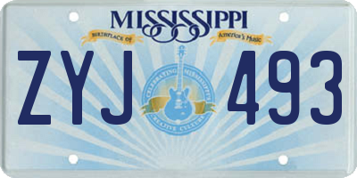 MS license plate ZYJ493