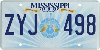 MS license plate ZYJ498