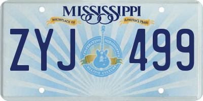 MS license plate ZYJ499