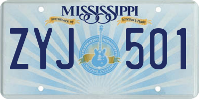 MS license plate ZYJ501