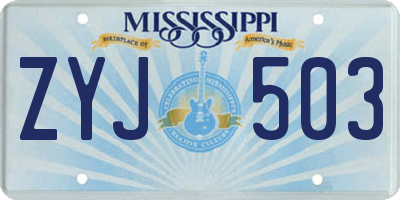 MS license plate ZYJ503