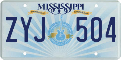 MS license plate ZYJ504