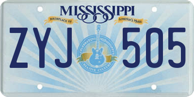 MS license plate ZYJ505