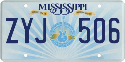 MS license plate ZYJ506