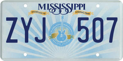 MS license plate ZYJ507