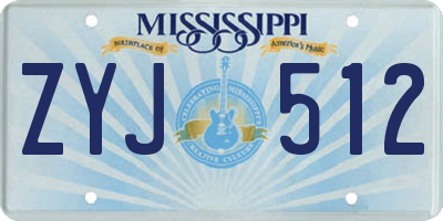 MS license plate ZYJ512