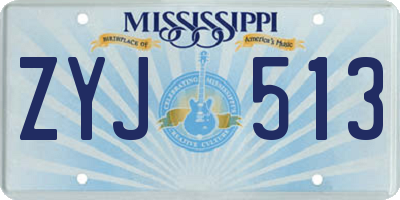 MS license plate ZYJ513