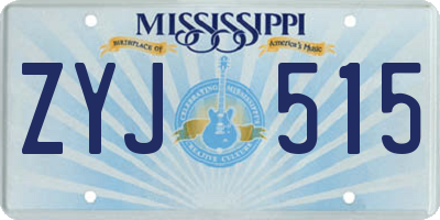 MS license plate ZYJ515