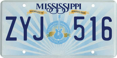 MS license plate ZYJ516