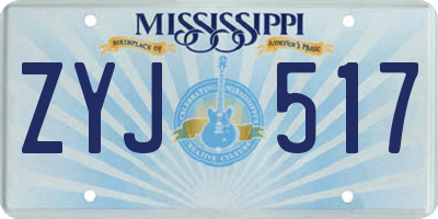 MS license plate ZYJ517