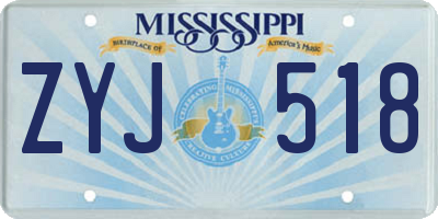 MS license plate ZYJ518