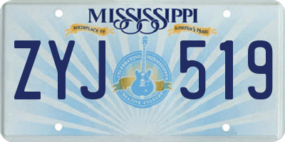 MS license plate ZYJ519