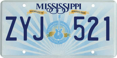 MS license plate ZYJ521