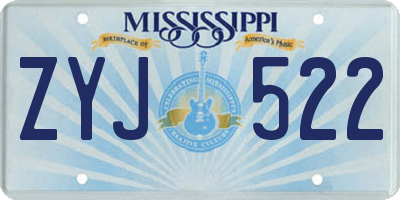 MS license plate ZYJ522