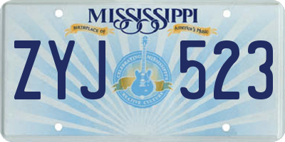 MS license plate ZYJ523
