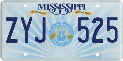 MS license plate ZYJ525