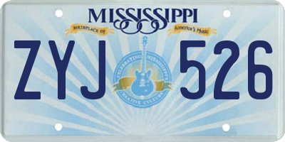 MS license plate ZYJ526