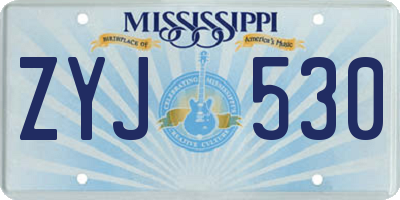 MS license plate ZYJ530
