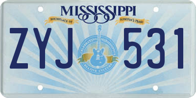 MS license plate ZYJ531