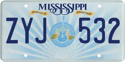 MS license plate ZYJ532