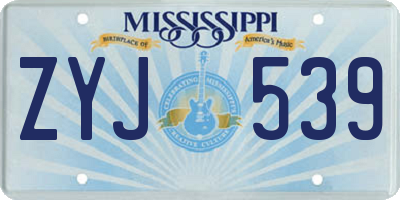 MS license plate ZYJ539