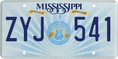 MS license plate ZYJ541