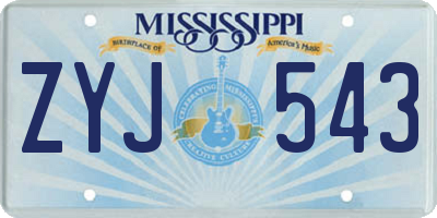 MS license plate ZYJ543