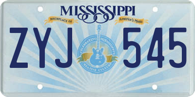 MS license plate ZYJ545