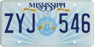 MS license plate ZYJ546
