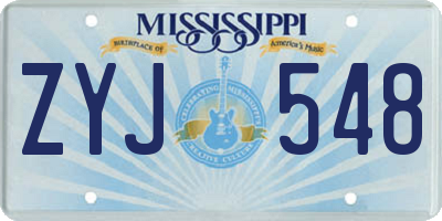 MS license plate ZYJ548