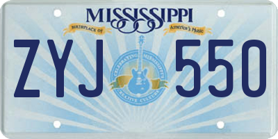 MS license plate ZYJ550