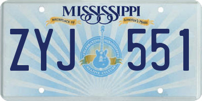 MS license plate ZYJ551